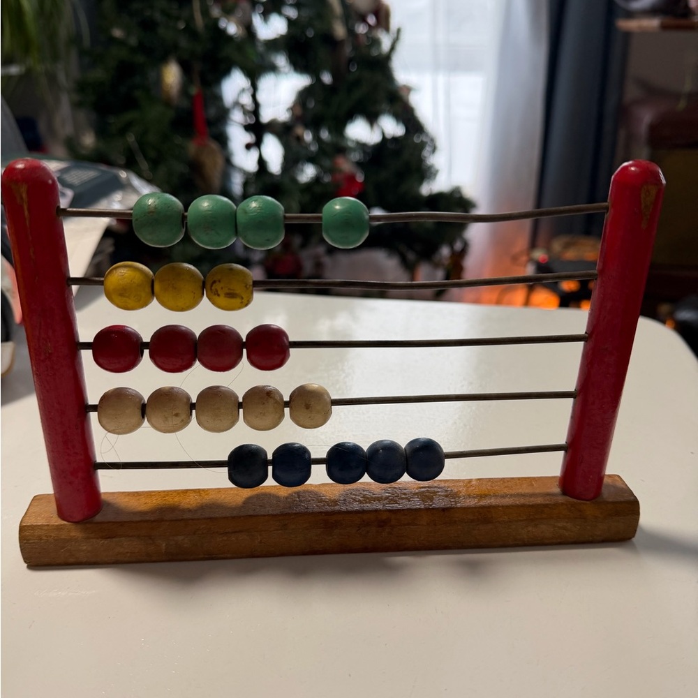 Antique Wooden 5-Row Child’s Abacus - Authentic Primitive Nursery Decor